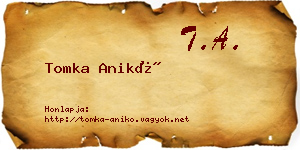 Tomka Anikó névjegykártya